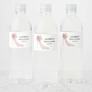 Roze Hoge Hakken Bruiloftsfeest Waterfles Etiket