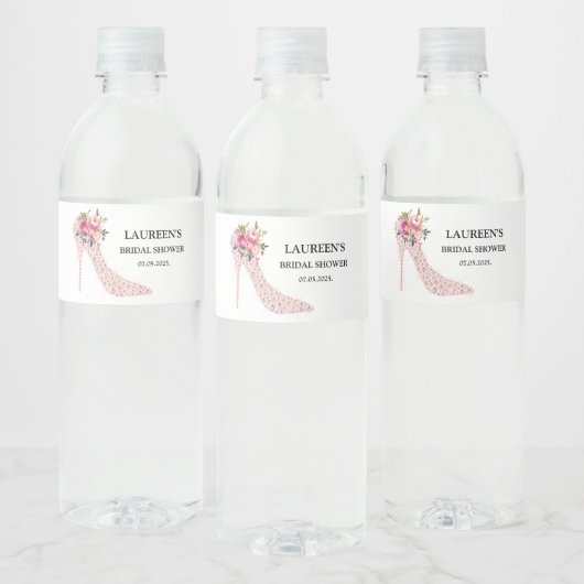 Roze Hoge Hakken Bruiloftsfeest Waterfles Etiket (Flessen)