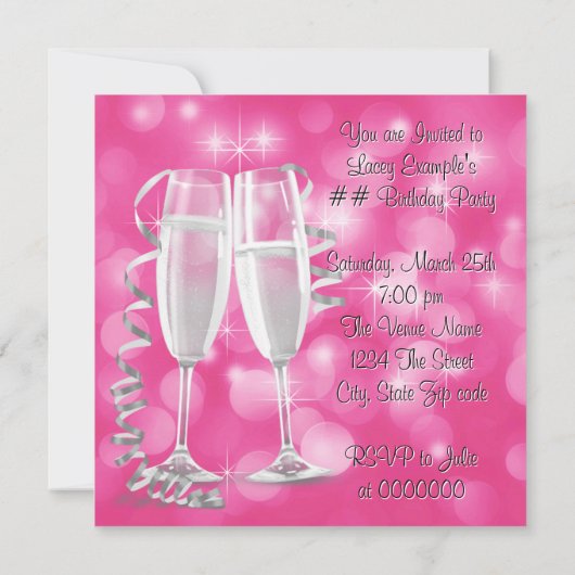 Roze hoge hakken elk nummer verjaardagsfeestje kaart (Achterkant)