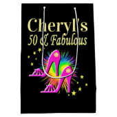 ROZE HOGE HAKKEN GEPERSONALISEERD 50E VERJAARDAG MEDIUM CADEAUZAKJE (Achterkant)