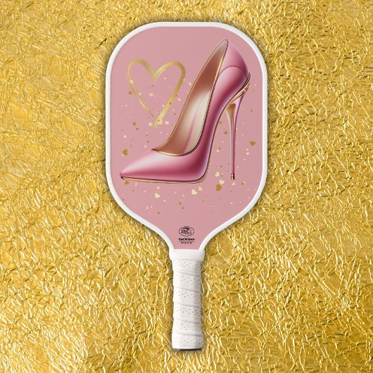 Roze hoge hakken met gouden harten | pickleball paddle