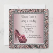 Roze Hoge Hakken Verjaardagsfeestje Kaart (Achterkant)