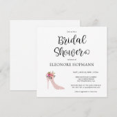 Roze Hoge Hakken Vierkante Bruids Douche Uitnodigi Kaart (Voorkant / Achterkant)
