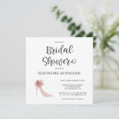 Roze Hoge Hakken Vierkante Bruids Douche Uitnodigi Kaart (Staand voorkant)