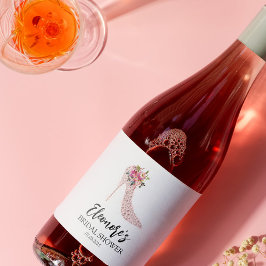 Roze hoge hakken Vrijgezellenfeest Sparkling Wijnetiket