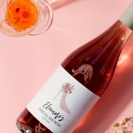 Roze hoge hakken Vrijgezellenfeest Sparkling Wijnetiket
