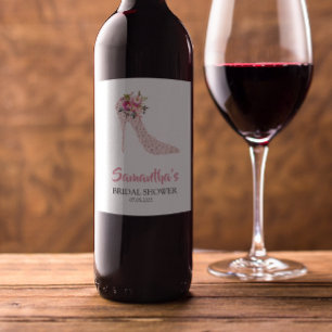 Roze hoge hakken Vrijgezellenfeest Wijn Etiket