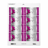 Roze hoge hakken zilveren feestparty etiket (Full Sheet)