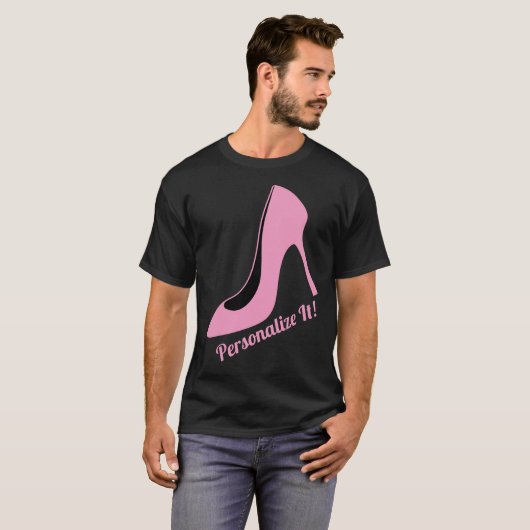 Roze hoge-hiel-retro t-shirt (Voorkant volledig)