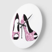 Roze hoge hiel Stiletto Face Grote Klok (Hoek)