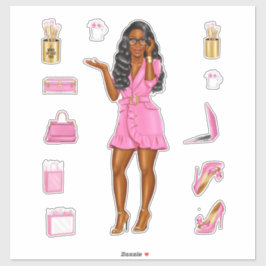 Roze Hoge Mode Melanine Sis Vrouwen Planner Decals Sticker