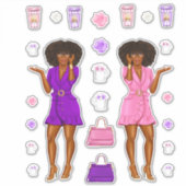 Roze Hoge Mode Melanine Sis Vrouwen Planner Decals Sticker (Voorkant)