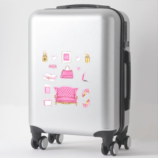 Roze Hoge Mode Vrouwen Hakken Portemonnee & Access Sticker (Koffer)