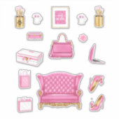 Roze Hoge Mode Vrouwen Hakken Portemonnee & Access Sticker (Voorkant)