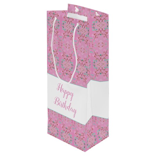 Roze hoge wijn Sweet Patterned Gift Bag Cadeautas (Achterkant Gekanteld)