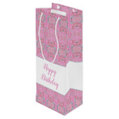 Roze hoge wijn Sweet Patterned Gift Bag Wijn Cadeautas (Achterkant Gekanteld)