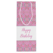Roze hoge wijn Sweet Patterned Gift Bag Wijn Cadeautas (Achterkant)