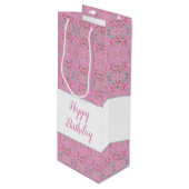 Roze hoge wijn Sweet Patterned Gift Bag Wijn Cadeautas (Voorkant Gekanteld)