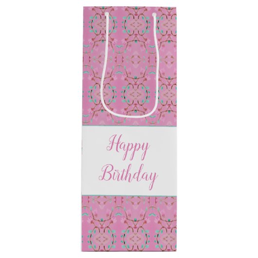 Roze hoge wijn Sweet Patterned Gift Bag Wijn Cadeautas (Voorkant)