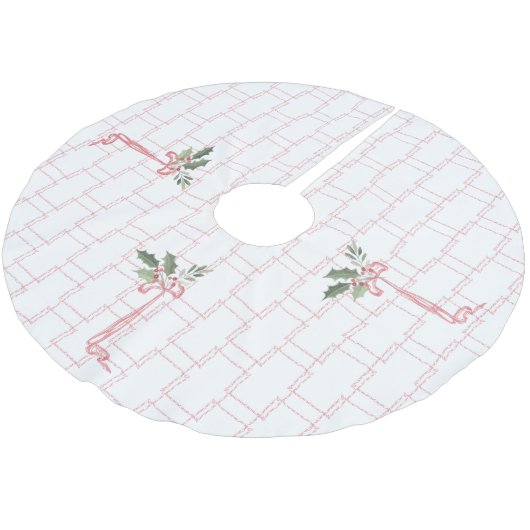 Roze Holly Berry Bow Kerstmis Kerstboom Rok (Gekanteld)