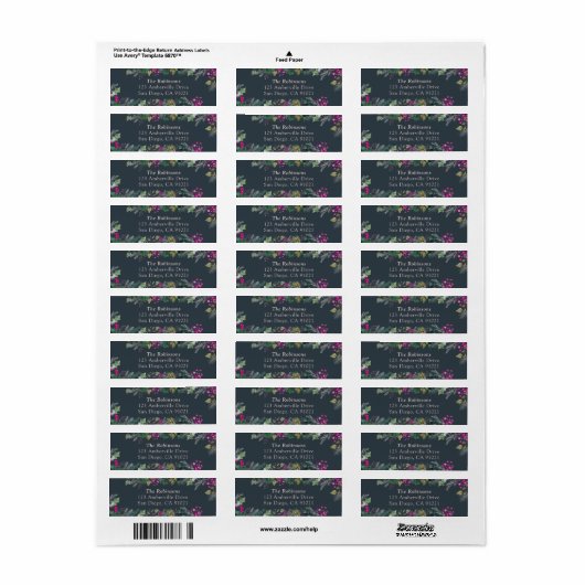 Roze Holly Berry vakantie Adresetiketten Etiket (Full Sheet)