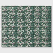 Roze Holly bessen en bladeren op donkergroen Cadeaupapier (Vlak)