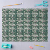 Roze Holly bessen en bladeren op donkergroen Tissuepapier (Craft)