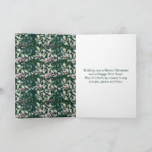 Roze Holly Krans Vrolijk Kerstfeest Feestdagen Kaart (Binnen)