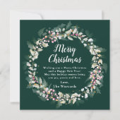 Roze Holly Krans Vrolijk Kerstfeest Feestdagenkaart (Voorkant)