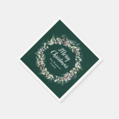 Roze Holly Krans Vrolijk Kerstfeest Servet (Hoek)