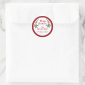 Roze holly modern script Merry Kerstmis Classic R Ronde Sticker (Tas)