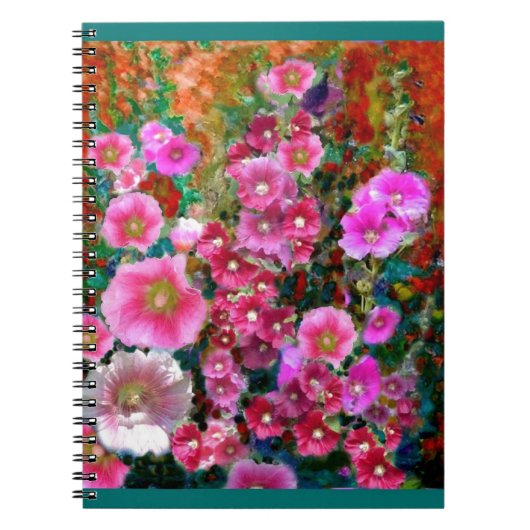 Roze Hollyhock Garden Gifts van Sharles Notitieboek (Voorkant)