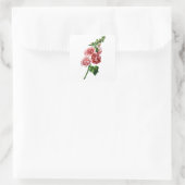 Roze Hollyhock getekend uit de Natuur Vierkante Sticker (Tas)