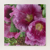 Roze hollyhock legpuzzel (Horizontaal)