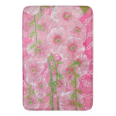 Roze Hollyhock Mallow Malva Flower Floral Painting Badmat (Voorkant Verticaal)