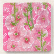 Roze Hollyhock Mallow Malva Flower Floral Painting