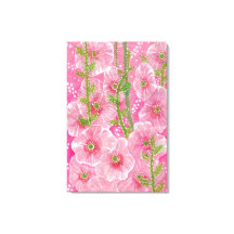 Roze Hollyhock Mallow Malva Flower Floral Painting