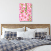 Roze Hollyhock Mallow Malva Flower Floral Painting Canvas Afdruk (Insitu (Slaapkamer))