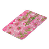 Roze Hollyhock Mallow Malva Flower Floral Painting Magneet (Linkerzijde)
