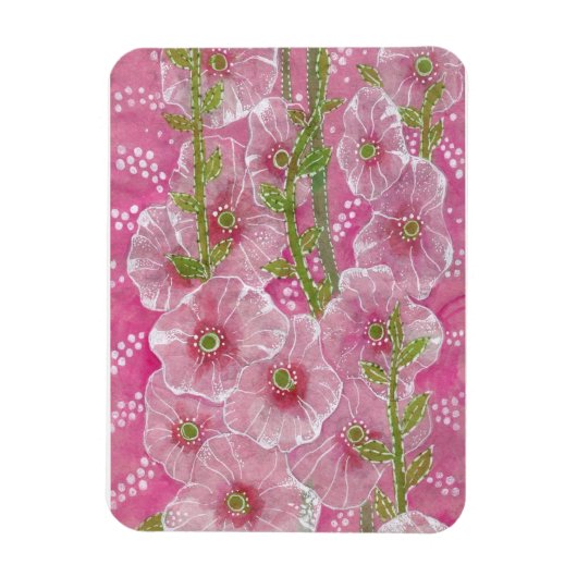 Roze Hollyhock Mallow Malva Flower Floral Painting Magneet (Verticaal)