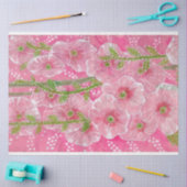 Roze Hollyhock Mallow Malva Flower Floral Painting Tissuepapier (Craft)