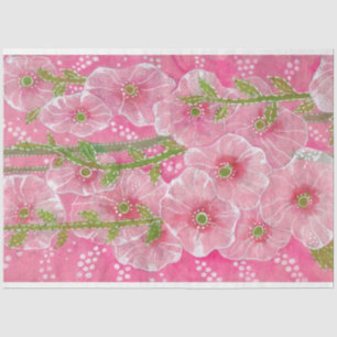Roze Hollyhock Mallow Malva Flower Floral Painting Tissuepapier