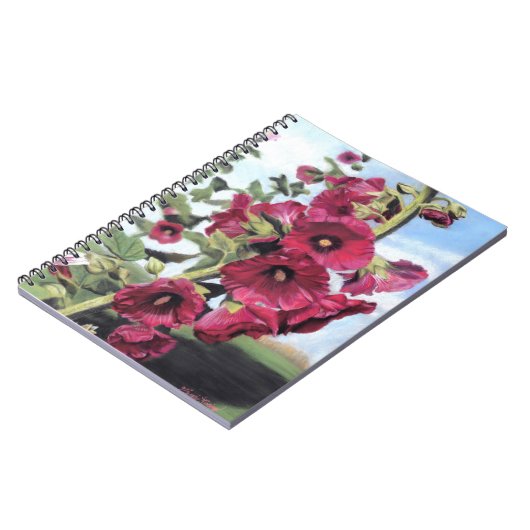 Roze hollyhock schilderij van Mandy Roeing Notitieboek (Linkerzijde)