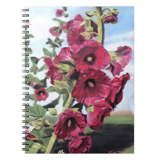 Roze hollyhock schilderij van Mandy Roeing Notitieboek (Voorkant)
