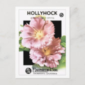  roze Hollyhock Seed Packet Briefkaart (Voorkant)