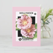 roze Hollyhock Seed Packet Kaart (Staand voorkant)