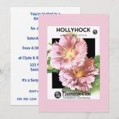 roze Hollyhock Seed Packet Kaart (Voorkant / Achterkant)