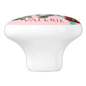   Roze Hollyhocks Keramische Knop (Zijkant)