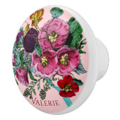   Roze Hollyhocks Keramische Knop (Rechts)