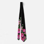 Roze Hollyhocks op Black Stropdas (Achterkant)